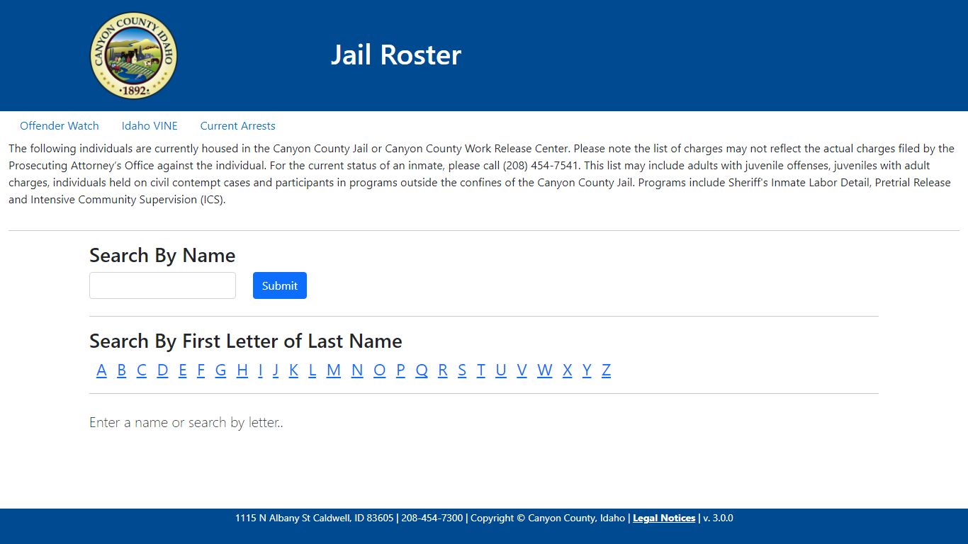 Jail Roster