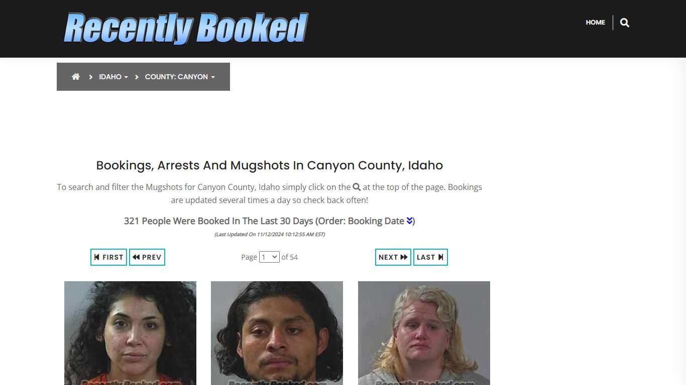 Bookings, Arrests and Mugshots in Canyon County, Idaho - Recently Booked