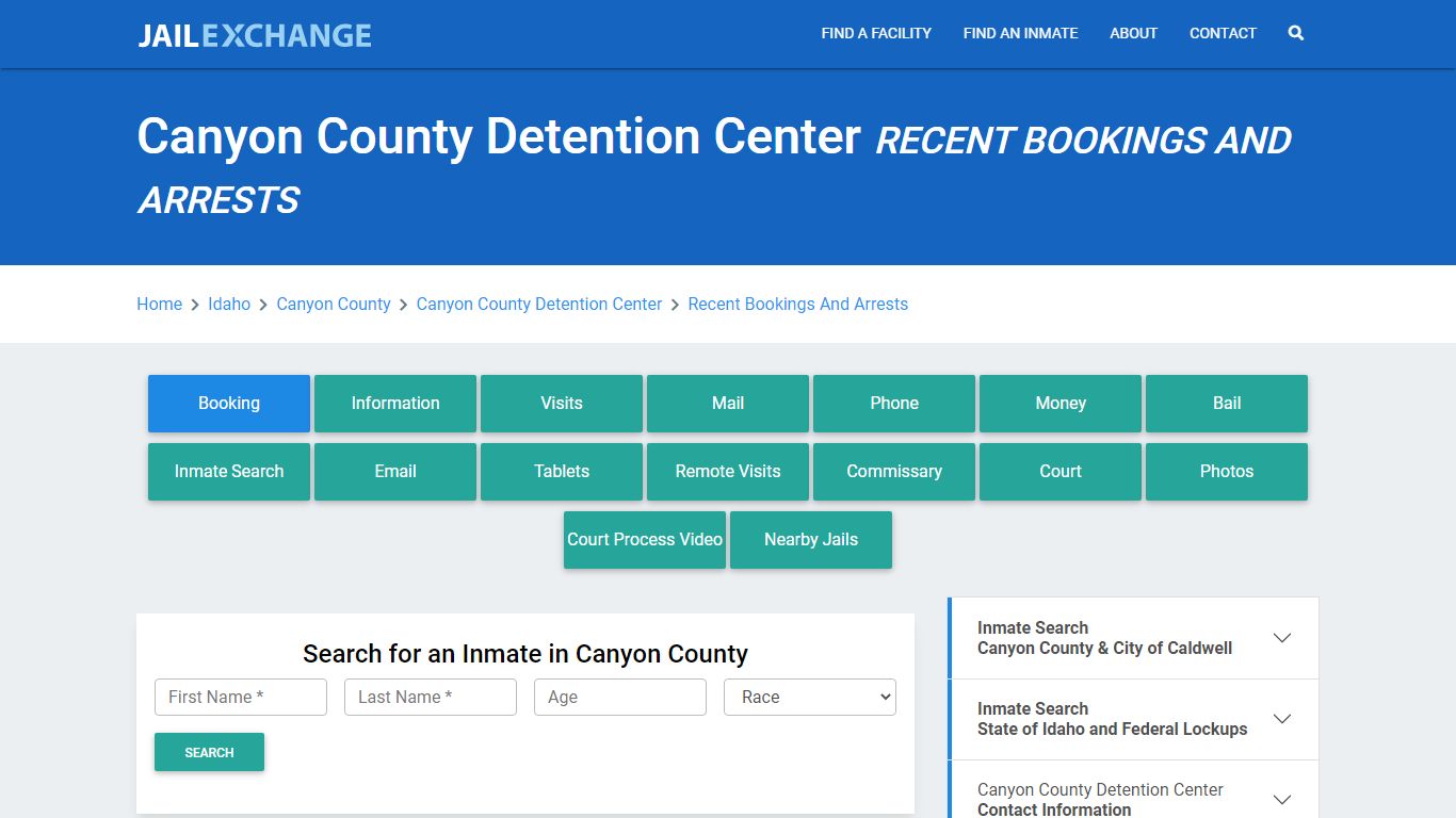 Canyon County Detention Center Recent Bookings And Arrests - Jail Exchange